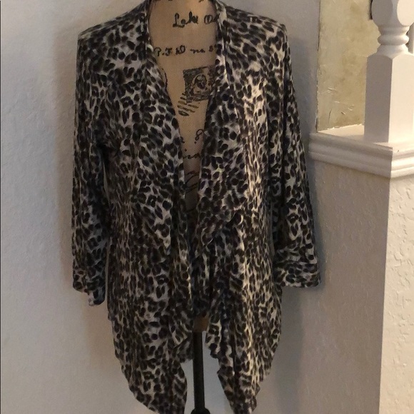 Milano Sweaters - Animal Print Waterfall Cardigan